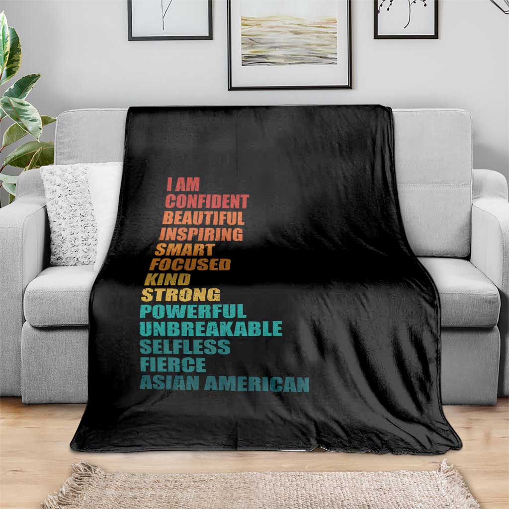 I Am Confident Beautiful Inspiring Asian American Throw Blanket AAPI Heritage Month
