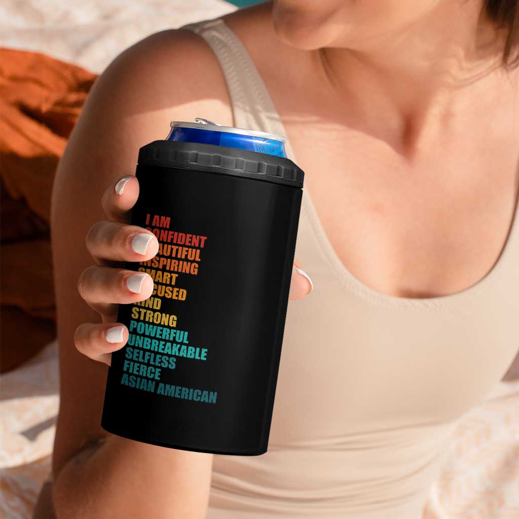 I Am Confident Beautiful Inspiring Asian American 4 in 1 Can Cooler Tumbler AAPI Heritage Month