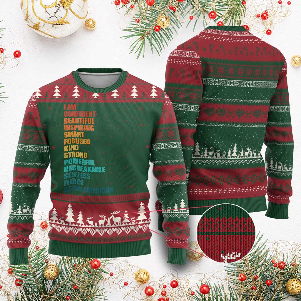 I Am Confident Beautiful Inspiring Asian American Ugly Christmas Sweater AAPI Heritage Month