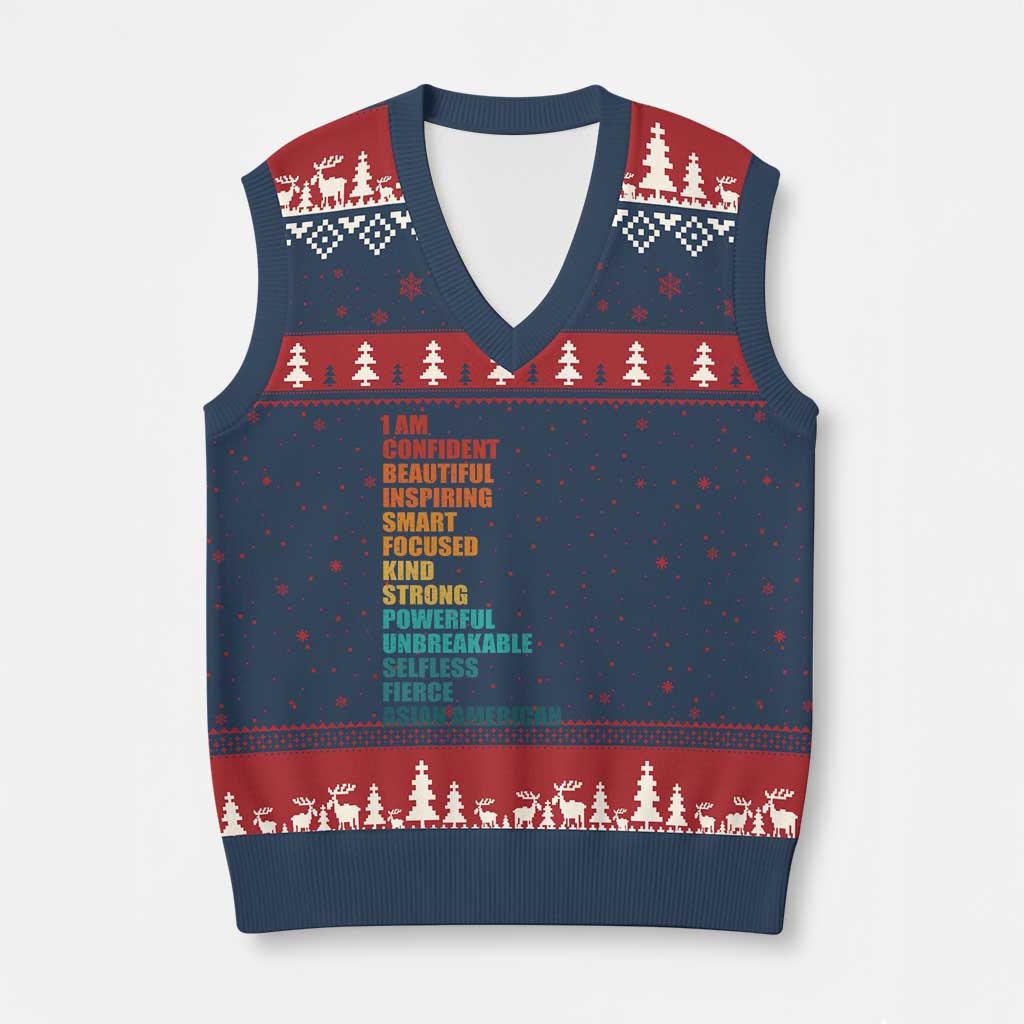 I Am Confident Beautiful Inspiring Asian American V-Neck Knit Sweater Vest AAPI Heritage Month