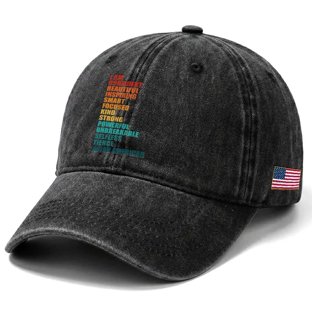 I Am Confident Beautiful Inspiring Asian American Washed Cotton Baseball Cap AAPI Heritage Month