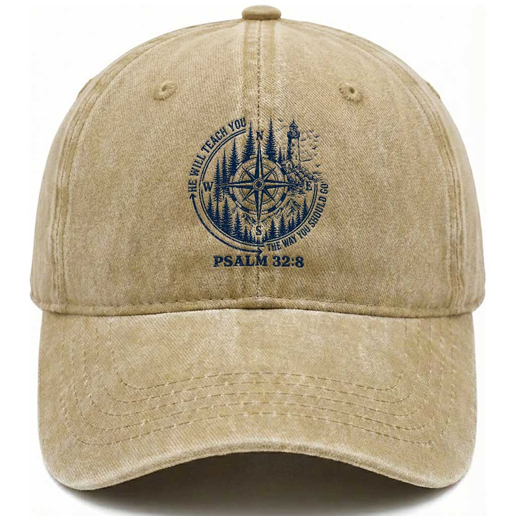 Christian Camping Washed Cotton Baseball Cap He Will Teach You The Way You Should Go