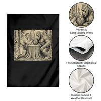 Theodore Roosevelt and Bigfoot Arm Wrestling Retro Garden Flag