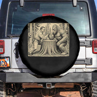 Theodore Roosevelt and Bigfoot Arm Wrestling Retro Spare Tire Cover