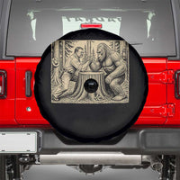 Theodore Roosevelt and Bigfoot Arm Wrestling Retro Spare Tire Cover