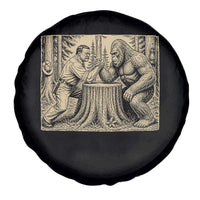 Theodore Roosevelt and Bigfoot Arm Wrestling Retro Spare Tire Cover