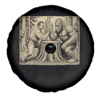 Theodore Roosevelt and Bigfoot Arm Wrestling Retro Spare Tire Cover