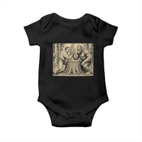 Theodore Roosevelt and Bigfoot Arm Wrestling Retro Baby Onesie