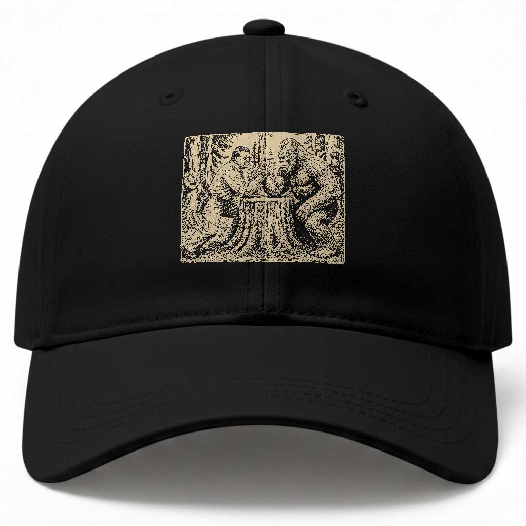 Theodore Roosevelt and Bigfoot Arm Wrestling Retro Baseball Cap
