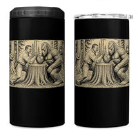 Theodore Roosevelt and Bigfoot Arm Wrestling Retro 4 in 1 Can Cooler Tumbler