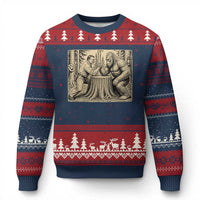Theodore Roosevelt and Bigfoot Arm Wrestling Retro Ugly Christmas Sweater