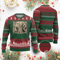 Theodore Roosevelt and Bigfoot Arm Wrestling Retro Ugly Christmas Sweater