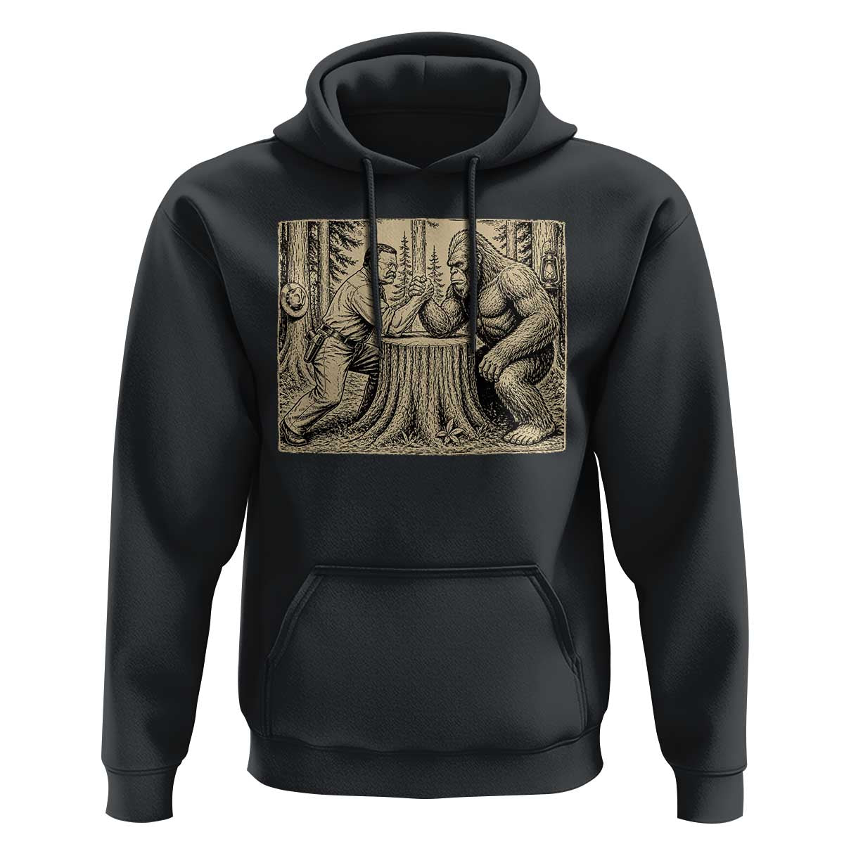 Theodore Roosevelt and Bigfoot Arm Wrestling Retro Hoodie