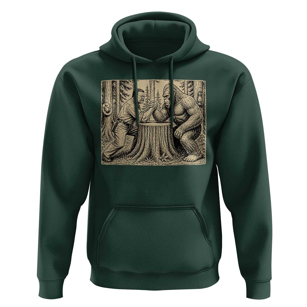 Theodore Roosevelt and Bigfoot Arm Wrestling Retro Hoodie