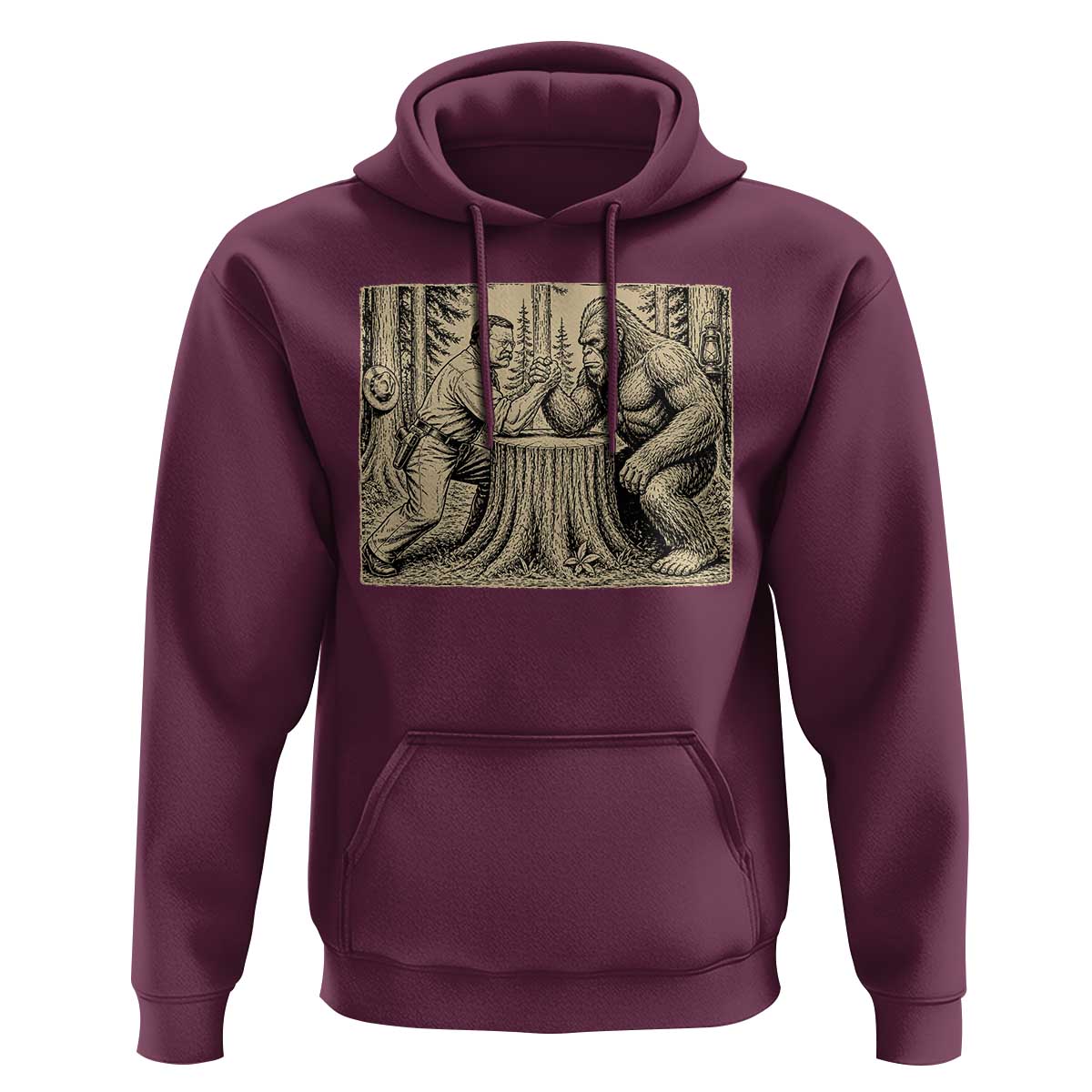 Theodore Roosevelt and Bigfoot Arm Wrestling Retro Hoodie