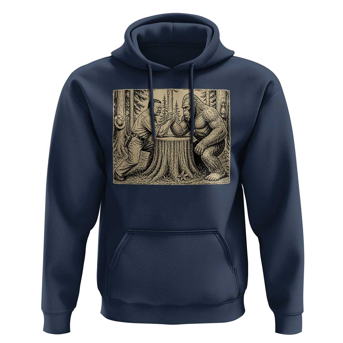 Theodore Roosevelt and Bigfoot Arm Wrestling Retro Hoodie