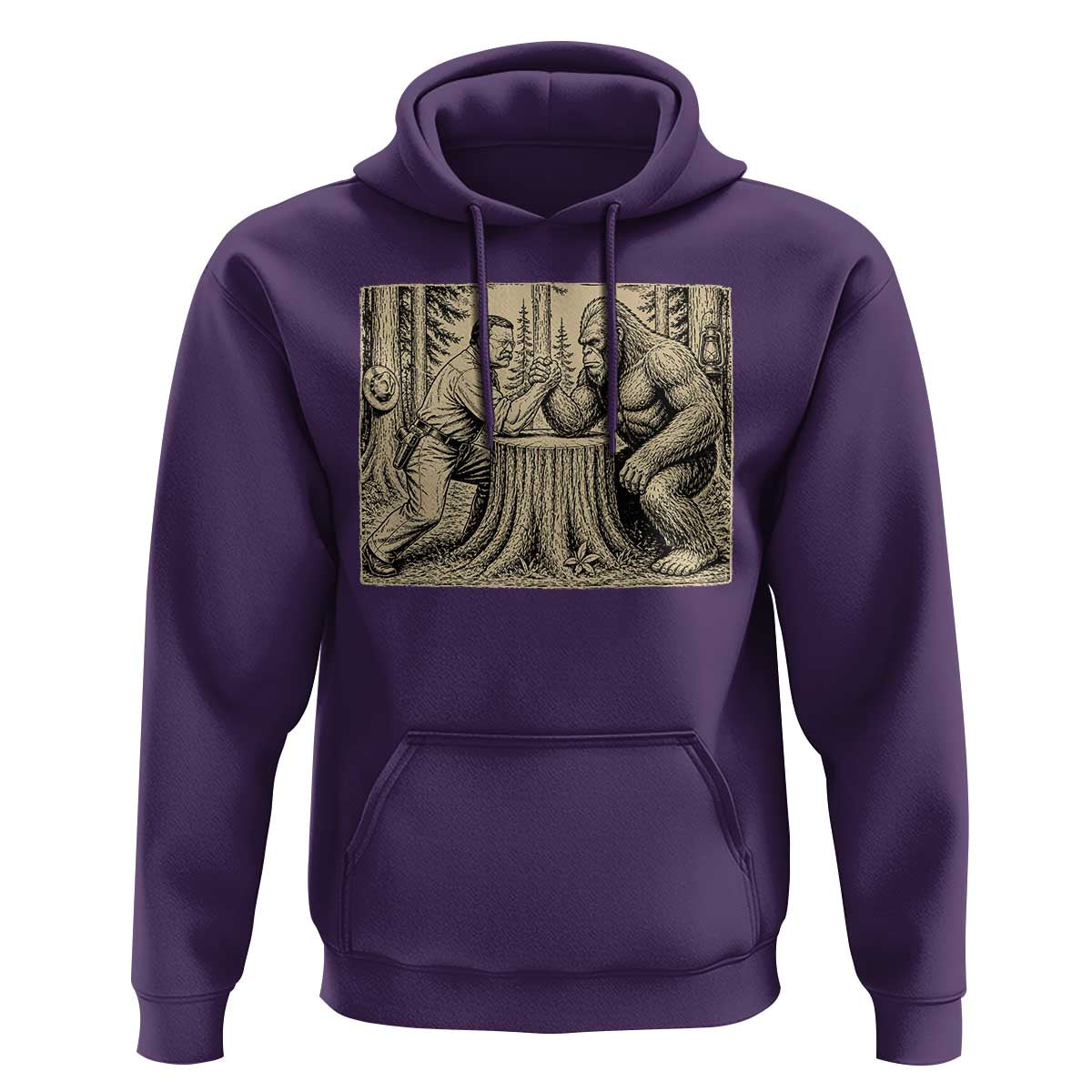 Theodore Roosevelt and Bigfoot Arm Wrestling Retro Hoodie