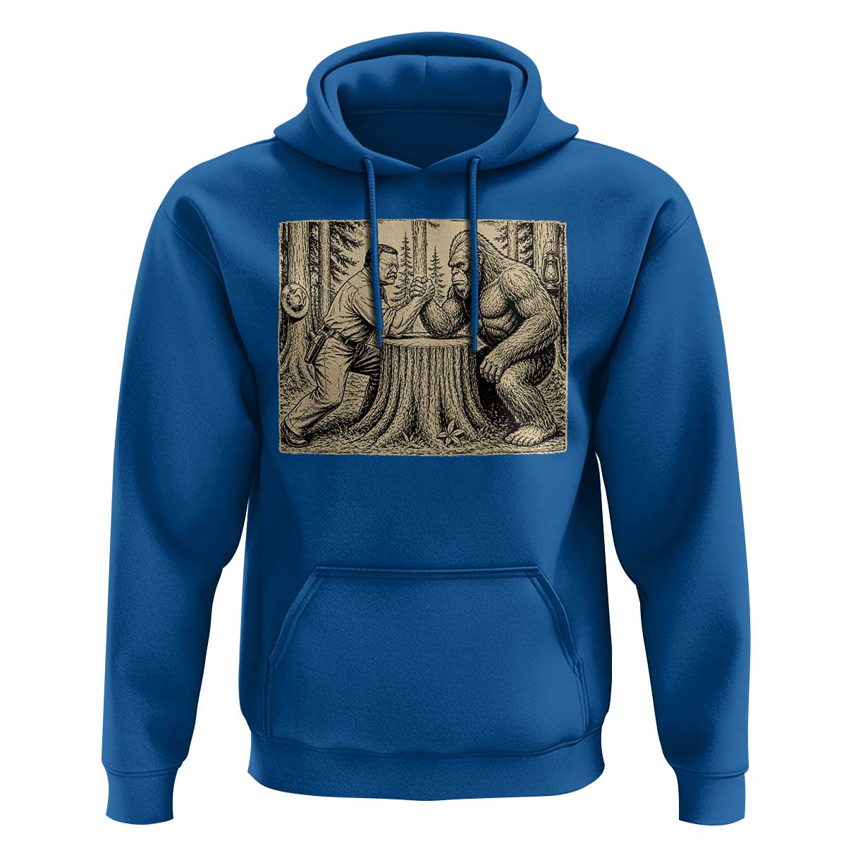 Theodore Roosevelt and Bigfoot Arm Wrestling Retro Hoodie