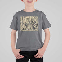 Theodore Roosevelt and Bigfoot Arm Wrestling Retro T Shirt For Kid
