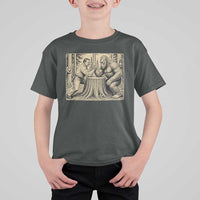 Theodore Roosevelt and Bigfoot Arm Wrestling Retro T Shirt For Kid