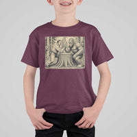 Theodore Roosevelt and Bigfoot Arm Wrestling Retro T Shirt For Kid