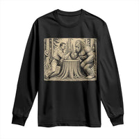 Theodore Roosevelt and Bigfoot Arm Wrestling Retro Long Sleeve Shirt