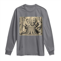 Theodore Roosevelt and Bigfoot Arm Wrestling Retro Long Sleeve Shirt