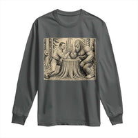 Theodore Roosevelt and Bigfoot Arm Wrestling Retro Long Sleeve Shirt