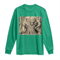 Theodore Roosevelt and Bigfoot Arm Wrestling Retro Long Sleeve Shirt