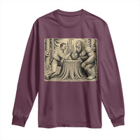 Theodore Roosevelt and Bigfoot Arm Wrestling Retro Long Sleeve Shirt