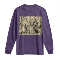 Theodore Roosevelt and Bigfoot Arm Wrestling Retro Long Sleeve Shirt