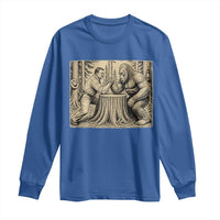 Theodore Roosevelt and Bigfoot Arm Wrestling Retro Long Sleeve Shirt