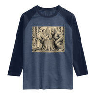 Theodore Roosevelt and Bigfoot Arm Wrestling Retro Raglan Shirt