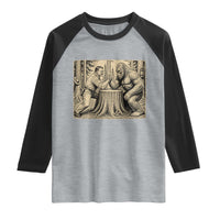 Theodore Roosevelt and Bigfoot Arm Wrestling Retro Raglan Shirt
