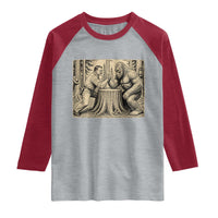 Theodore Roosevelt and Bigfoot Arm Wrestling Retro Raglan Shirt
