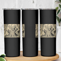 Theodore Roosevelt and Bigfoot Arm Wrestling Retro Skinny Tumbler