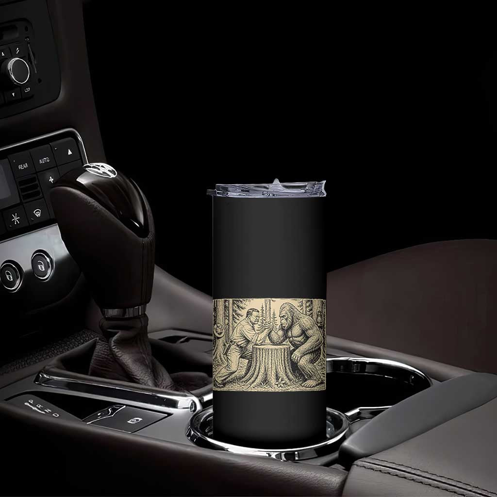 Theodore Roosevelt and Bigfoot Arm Wrestling Retro Skinny Tumbler