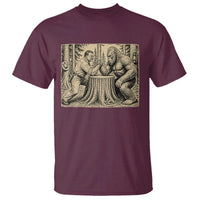 Theodore Roosevelt and Bigfoot Arm Wrestling Retro T Shirt