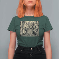 Theodore Roosevelt and Bigfoot Arm Wrestling Retro T Shirt For Women