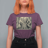 Theodore Roosevelt and Bigfoot Arm Wrestling Retro T Shirt For Women