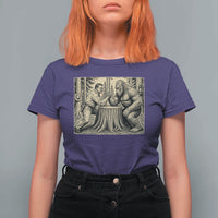 Theodore Roosevelt and Bigfoot Arm Wrestling Retro T Shirt For Women