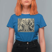 Theodore Roosevelt and Bigfoot Arm Wrestling Retro T Shirt For Women
