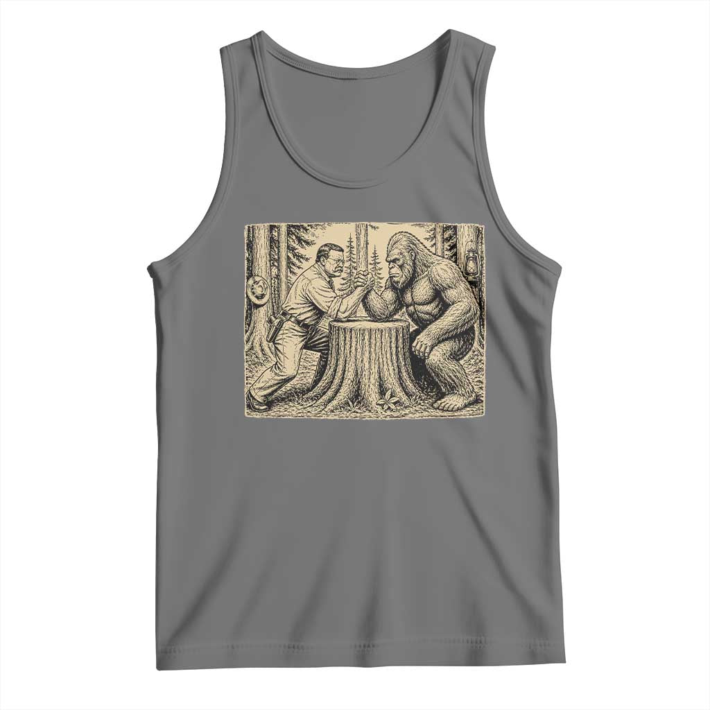 Theodore Roosevelt and Bigfoot Arm Wrestling Retro Tank Top
