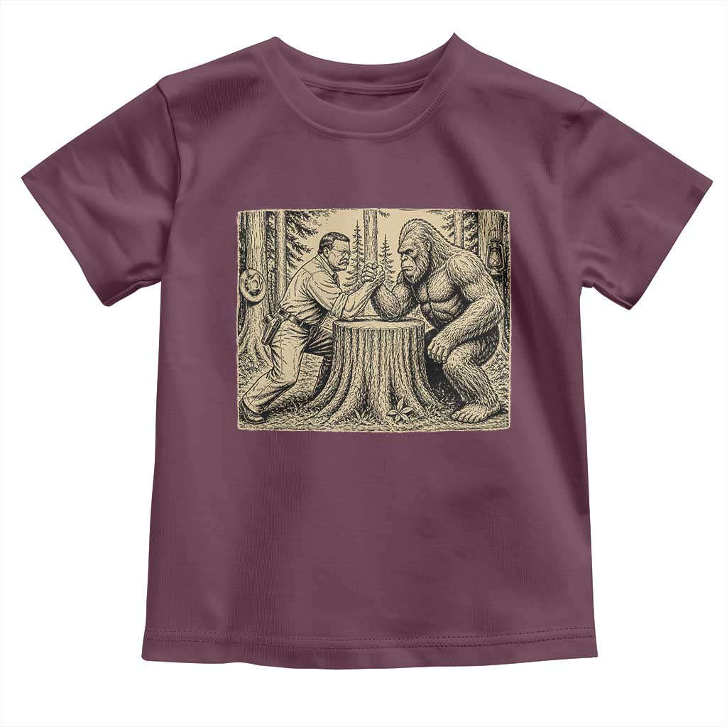 Theodore Roosevelt and Bigfoot Arm Wrestling Retro Toddler T Shirt