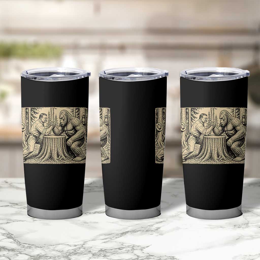 Theodore Roosevelt and Bigfoot Arm Wrestling Retro Tumbler Cup