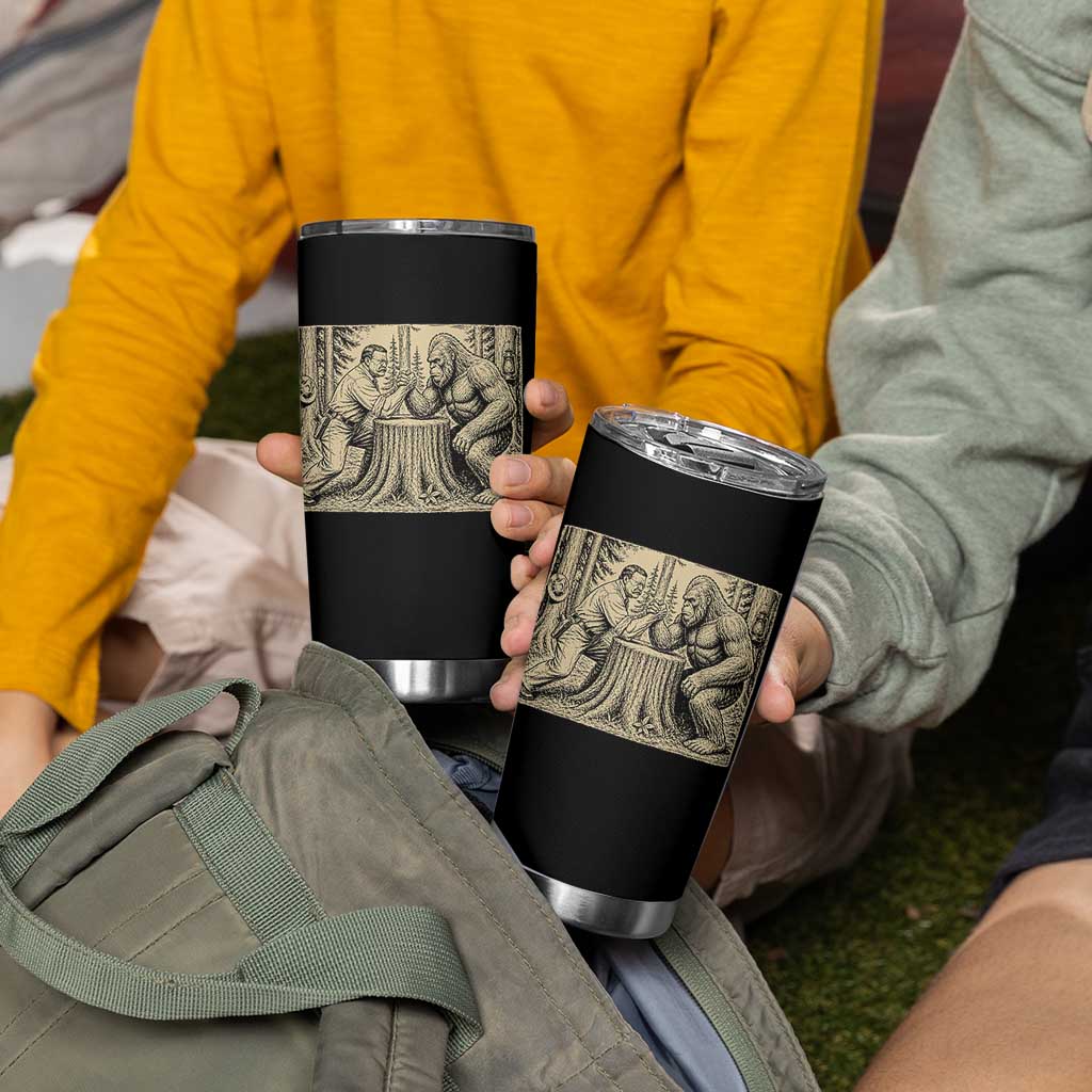 Theodore Roosevelt and Bigfoot Arm Wrestling Retro Tumbler Cup