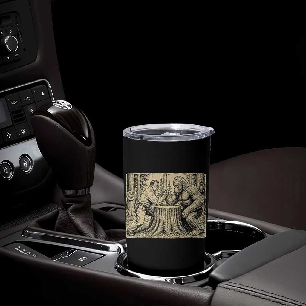 Theodore Roosevelt and Bigfoot Arm Wrestling Retro Tumbler Cup