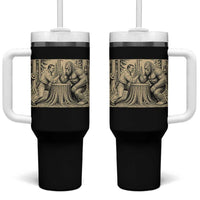 Theodore Roosevelt and Bigfoot Arm Wrestling Retro Tumbler With Handle