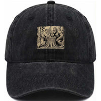 Theodore Roosevelt and Bigfoot Arm Wrestling Retro Washed Cotton Baseball Cap