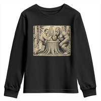 Theodore Roosevelt and Bigfoot Arm Wrestling Retro Youth Sweatshirt